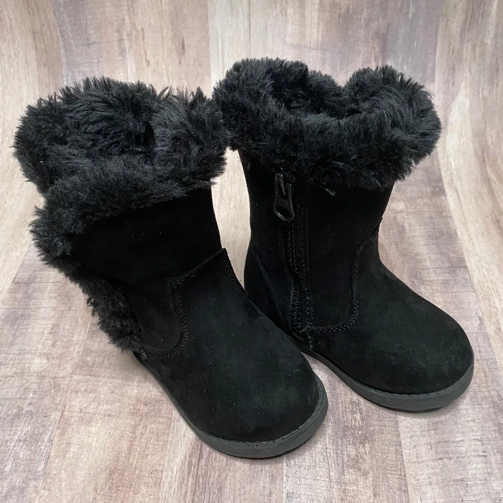 Cat & Jack girls black faux suede boots
